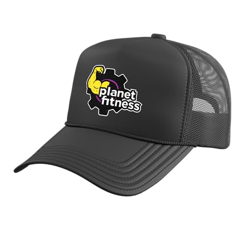 Planet Gym Fitness Bicep Workout Exercise Training Men Women Trucker Hat with Adjustable Mesh Back, Black