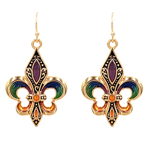 DianaL Boutique Beautiful Gold Tone Fleur de Lis Earrings Mardi Gras Gift Boxed