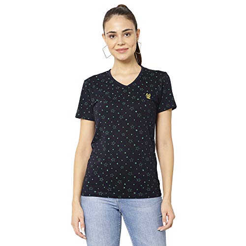 Image of Mack Jonney Cotton Blend V Neck Half Sleeve T-Shirt for Women Regular Fit (Pack of 2)