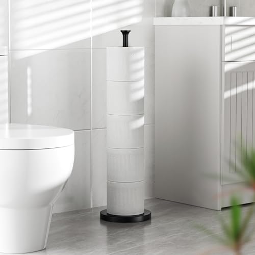Toilettenpapierhalterständer (mit Reservefunktion), freistehender Toilettenpapierhalter, Edelstahl-Toilettenpapierhalterständer für die Aufbewahrung von Ersatzrollen für Badezimmer und Toilette