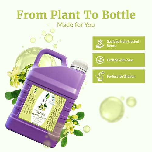 Image of SVA Organic Moringa Seed Carrier Oil, Large Size, 32 Fl Oz (946 ml) | Moringa Seed Oil for Face Care, Skin Care, Facial Oil, Hair Care, Scalp Massage, Body Massage, Dilution & DIY Beauty Blends