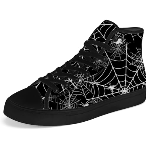 Spider Web High Top Canvas Shoes for Men Women High Top Sneakers Lace Up Casual Shoes Gifts for Boyfriend Girlfriend