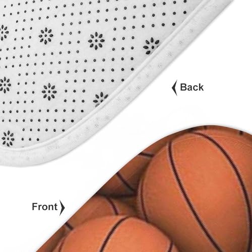 Juego de tres tapetes para piso con diseño de baloncesto naranja en terciopelo coral miniatura 7