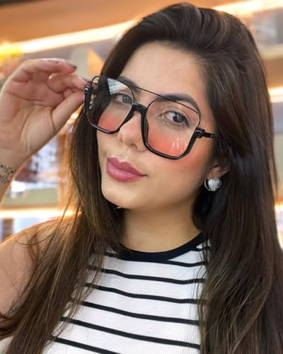 Image of GUVIVI Retro Oversized Aviator Sunglasses for Women Men Square Double Bridge Pilot Sun Glasses 70s Trendy Shades
