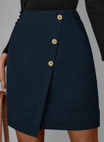 Pink Queen Corduroy Skirt Women Cute High Waist Bodycon Wrap Short Asymmetrical Hem Mini Skirt with Pockets2