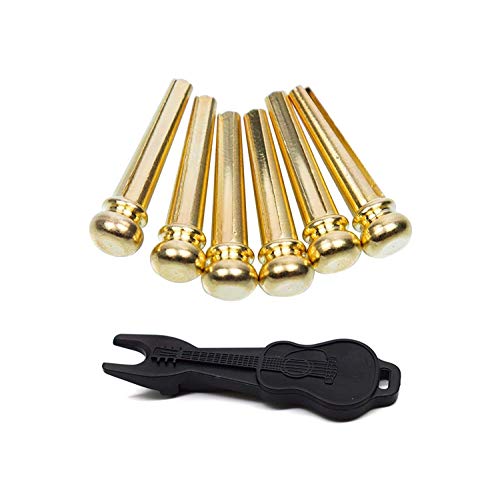 Guitar Bridge Pins 6pcs Brass Endpin 6 String Pegs Gold Pins Acoustic Guitar Replacement Parts - Leomanor