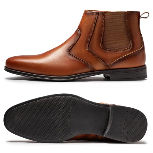 Image of Holy dove Chelsea Boots Men - Genuine Leather,Chelsea Boots for Men with Side Zipper, Casual Slip-On Ankle Boots, Chukka & Oxford Style Dress Boots