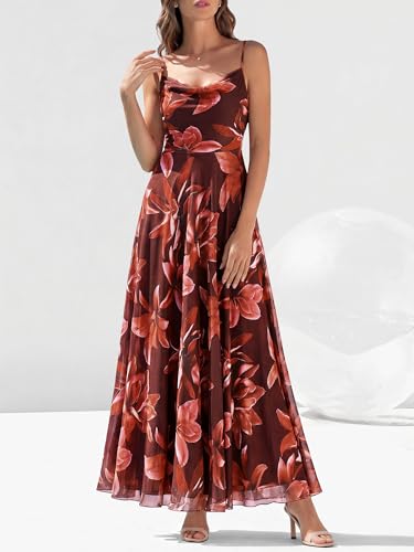 Image of BTFBM Women Summer Maxi Dresses Elegant Wedding Guest Dress | Cowl Neck,Spaghetti Strap,Mesh,Floral,A-Line,Flowy,Party,Cocktail,Homecoming,Graduation,Sundress,Prom,Beach Long Dresses
