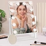 JASUVII Espejo de Maquillaje con Luces, Grande con luz LED, Espejo Maquillaje Hollywood Iluminación, Smart Touch,3Tipos de...