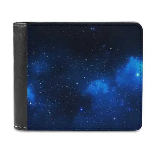 Blue-Starry Sky Fashion Bifold Wallets for Men Women Slim & Thin Credit Card Holder Wallet Purse