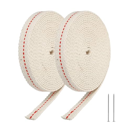 SNXCEUG 2 Rouleaux Meche Lampe a Petrole, 10mm Meche Lampe à Huile, Longueur 2 Mètres Coton Mèche de Lampes, Mèche Pétrole Plate en Coton Blanc, pour...