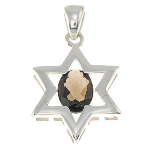 Stella di David ciondolo in cristalli marrone con catenina in argento 925