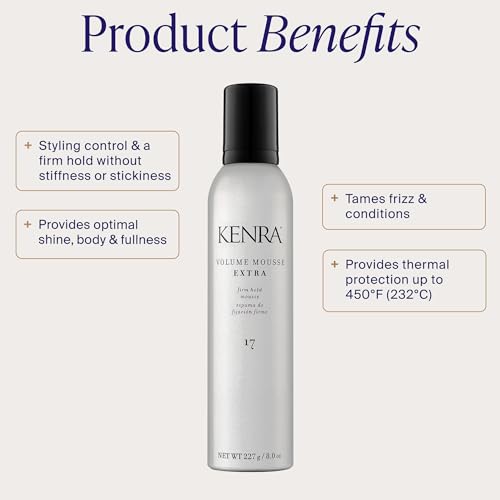 Image of Kenra Volume Mousse Extra 17 | Firm Hold Mousse | Non-drying, Non-flaking Lightweight Formula | Tames Frizz & Conditions |Thermal Protection up to 450F| All Hair Types | 8 oz
