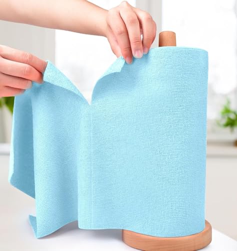 Image of SAMEZONE Reusable Kitchen Towel Roll - 2000 Times Washable 25x25 cm - Tear-Away Cleaning Rags for Home, Kitchen Surfaces, Garage & Auto Detailing Car, Dishes Cleaning Towels 20 Pack (2, Blue)