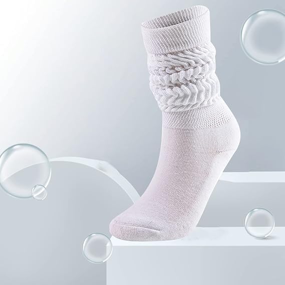 Image of 3 Pairs Slouch Socks for Women, Soft Extra Long Scrunchy Knee High Sock, Unisex Tube Socks Scrunch Socks Football Socks