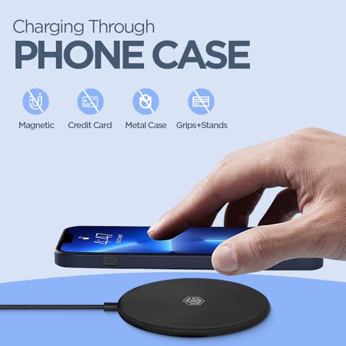 Image of UNIGEN UNIPAD 200 Wireless Charger, 15W Qi Fast Wireless Charging Pad [USB A to C Cable] Compatible with All Wireless Compatible Smartphones and Earbuds (Black)