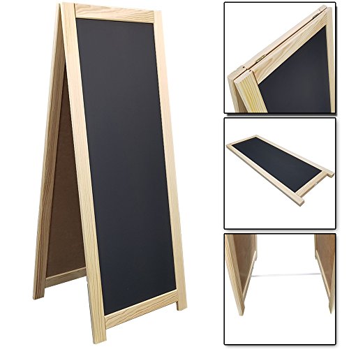 Power-Preise24 Werbeaufsteller aus Holz 110 x 45 cm in Natur Kundenstopper zum Aufstellen Werbetafel doppelseitig beschriftbarer Gehwegaufsteller