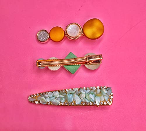 Image of ANNACREATIONS 5 Piece Korean Style Pearl Metal Hair clips, Plastic Pearl Barrettes Hairpin for Women & Girls(Golden)