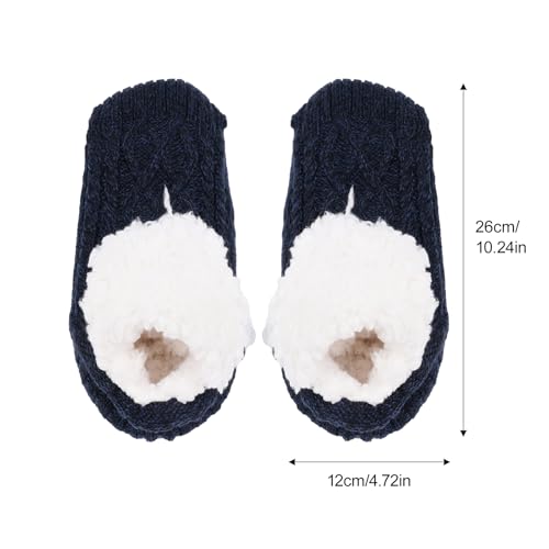Yookat 2 Pairs Unisex Fluffy Fuzzy Warm Slipper Socks for Men Women Girls Knitted Thick Fleece Lined Grippers Non Slip Socks Soft Cozy Winter Home House Bed Floor Slipper Socks2