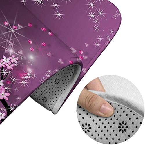 Badezimmerteppich-Set, 3-teilig, Japan Blossom Cherry Glitter, waschbare Badteppiche, rutschfest, mit Rückenpolster, Konturteppich und Toilettendeckelbezug – Bild 5