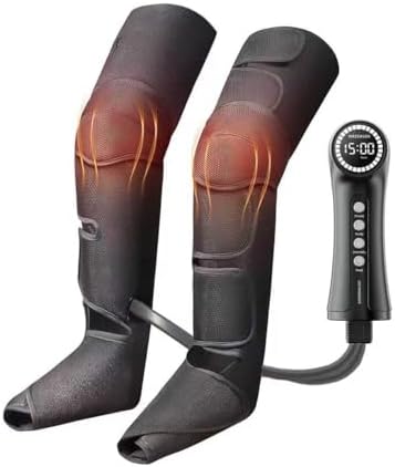 Masajeador de Piernas con Compresión de Aire, Calor y 3 Modos Inteligentes, 5 Niveles, Presoterapia Presión de Aire para Relajación Muscular, Alivio de Fatiga y Mejora de la Circulación