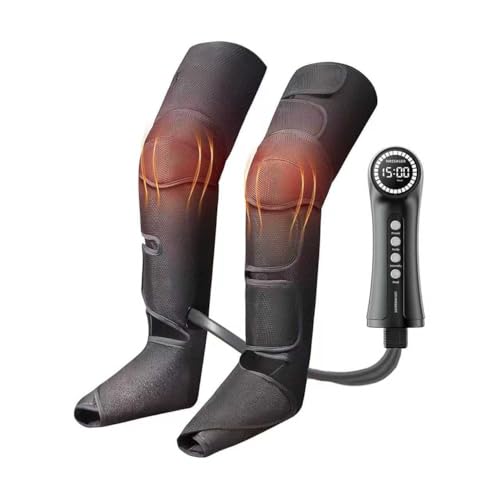 Masajeador de Piernas con Compresión de Aire, Calor y 3 Modos Inteligentes, 5 Niveles, Presoterapia Presión de Aire para Relajación Muscular, Alivio de Fatiga y Mejora de la Circulación