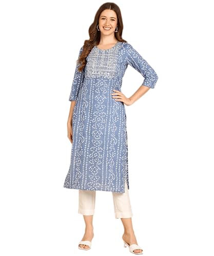 Image of Maaesa Printed Cotton Kurta for Women