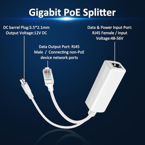 Network 2-Pack Gigabit PoE++ Extender & DC Barrel Plug PoE Splitter - Expande a 1 dispositivo no PoE (Cámaras IP, APs, Control de acceso, Teléfonos VoIP) miniatura 2