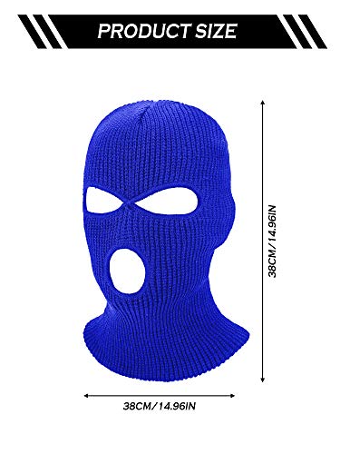 2 Pieces Knitted Full Face Cover 3-Hole Ski Mask Winter Balaclava Face Mask (Royal Blue, Red,Adult Size) #TOP2