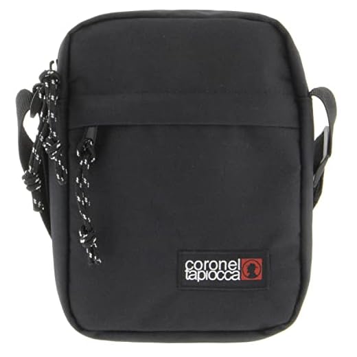 Bolso para Hombre Bolso Bandolera Coronel Tapiocca Casual con Solapa Bolsillos y Cremallera Denim 17.5x22x5.5 cm Negro