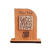 Personalized Wooden QR code Sign with your custom text and business logo (Pink, From 2 side)