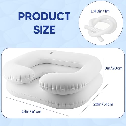 Lavabo gonflable ergonomique et plateau de shampooing portable de lit - 4