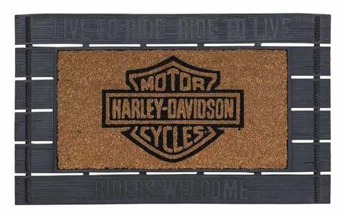 Harley-Davidson Bar & Shield Riders - Tappetino di benvenuto in gomma e cocco