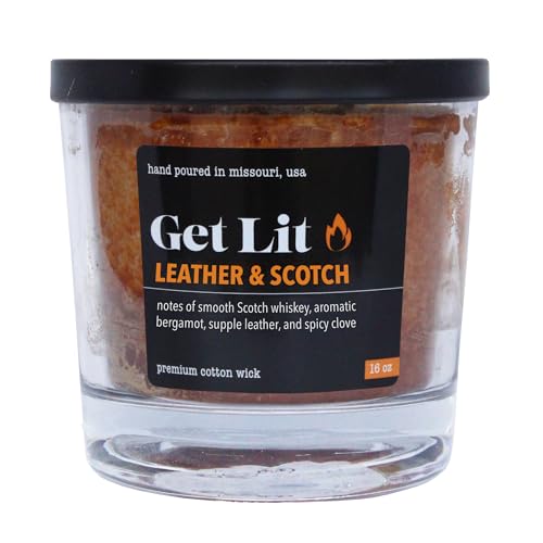 Image of Get Lit | Leather & Scotch | 16 oz Double-Wick Scented Candle | Hand-Poured in Missouri, USA | Bold Leather & Whisky Fragrance