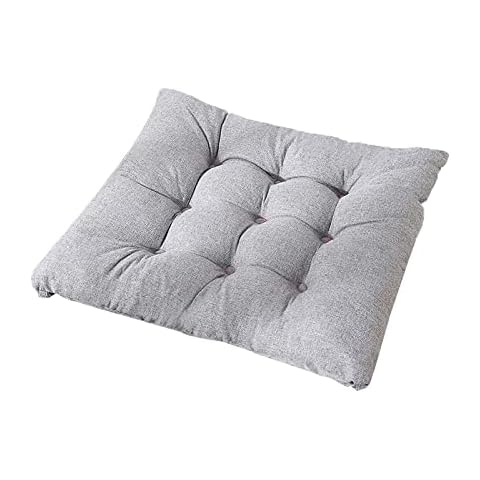 JLWM Solid Color Chair Pad, Seat Cushion Cotton Linen Extra Soft Velvet Seat Pad Chair Cushion With Ties For Floor Car Square-light grey-40x40cm Cover