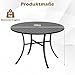 COSTWAY Gartentisch Metall, 108x108cm, wetterfester Terrassentisch mit Schirmloch, runder Balkontisch für 4 Personen, Outdoor-Esstisch für Garten, Terrasse, Balkon, Schwarz