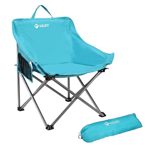 VILLEY Camping Chair Beach Folding Chair, Outdoor Lawn Portable Lightweight Chair, Foldable Chair with Carry Bag, for Outside Hiking, Fishing, Travel,