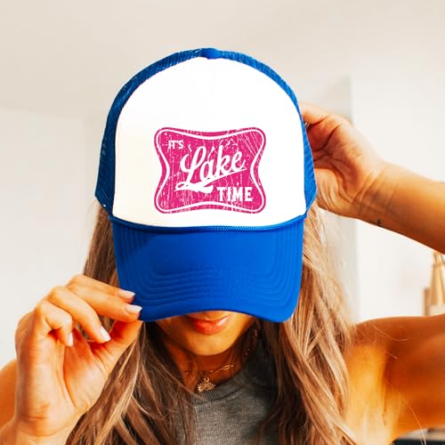 Image of It's Lake Time Summer Classic 5 Panel Foam Front Mesh Snap Back Trucker Hat