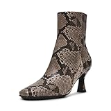 Anne Klein Women's Pablo Ankle Boot, Black/White Snake, 8 M