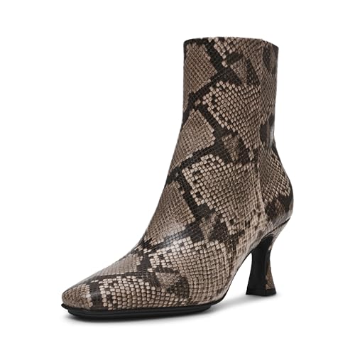 Anne Klein Womens Pablo Faux Leather Heeled Booties, Black/White Snake, 6 by Anne Klein - Used condition