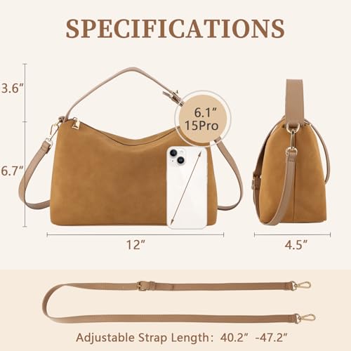Bolso Tote de gamuza marrón para mujer miniatura 3