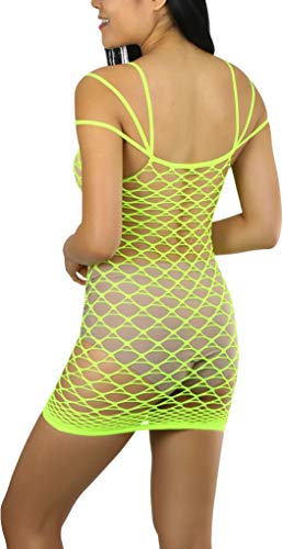 Image of ToBeInStyle Women's Stretch See Through Fishnet Novelty Mini Rave Party Dress
