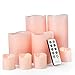 Furora LIGHTING LED Flameless Candles with Remote Control, Set of 8, Real Wax Battery Operated Pillars and Votives LED Candles with Flickering Flame and Timer Featured - Pink