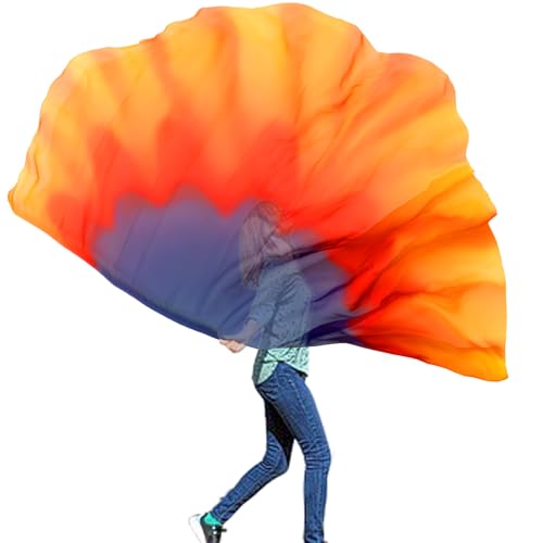 Wuchieal Porphetic Praise Dance Worship Flex Flag, radius 74" semicircle Dance Ministry Streamer (XRK#PURPLE-ORANGE-YELLOW)