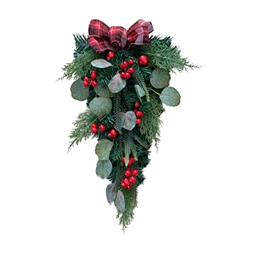 Couronne de Noël arbre inversé décoration de fleurs et parement mur