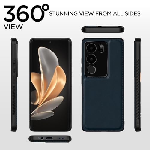 Image of Pikkme Vivo V29 / V29 Pro 5G Back Cover | Flexible Pu Leather | Full Camera Protection | Raised Edges | Super Soft-Touch | Bumper Case for Vivo V29 / V29 Pro 5G (Blue)