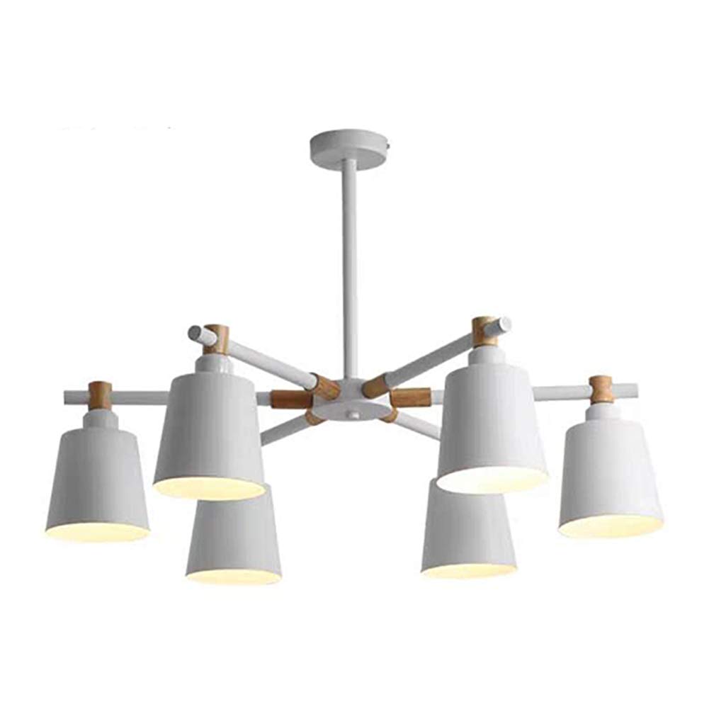 Lustre Nordique E27 luminaire haut de gamme en métal et bois à 6 têtes