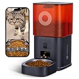 Distributore Automatico Cibo Gatti con Telecamera HD, Dispenser 6L WiFi 2.4G con App, Audio Bidirezionale e Visione Notturna, Timer, Doppia Alimentazione, Ciotola Inox (Nero)