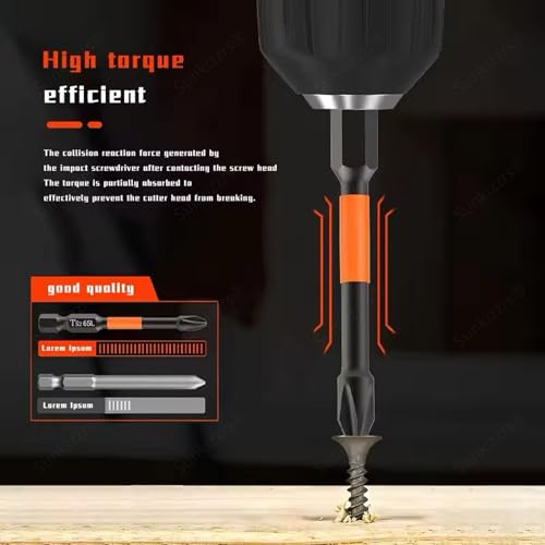 Image of Sunkizzrs 7-Pcs TS2 Alloy Steel Magnetic Phillips Screwdriver Drill Bits Set-PH2 Cross Screw Driver 1 /4 Inch Hex Shank with Extension Rod Anti-Slip & WaterProof for Power & Impact Drivers