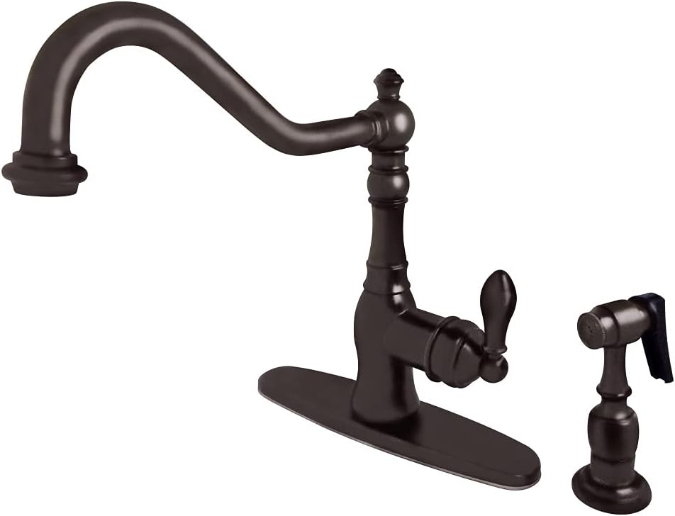 Gourmetier GSY7703ACLBS American Classic Single-Handle Kitchen Faucet with Brass Sprayer, Antique Brass